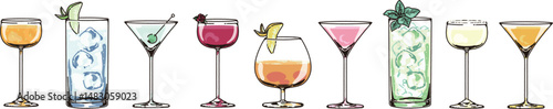 カクテルのイラストセット