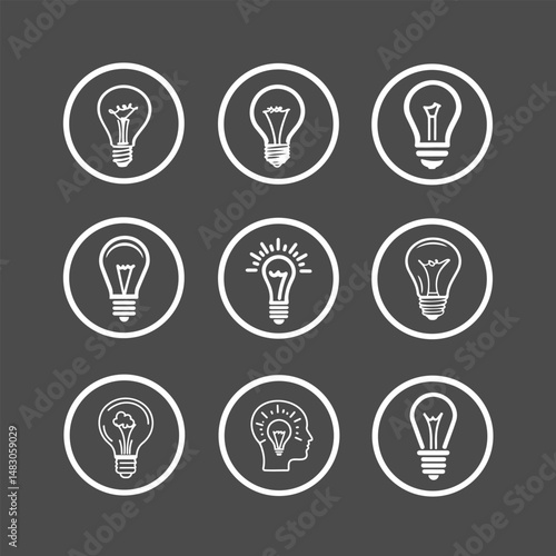 Creative Light Bulb idea Icon set for Branding & Marketing