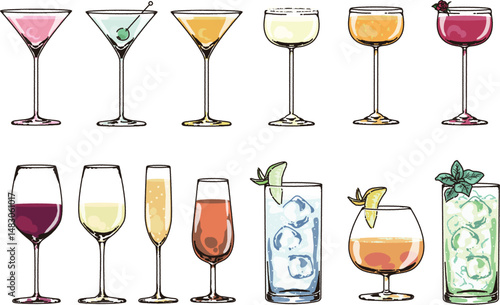 アルコール飲料のイラストセット