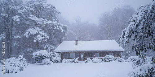 Wallpaper Mural Snow Covered Cabin in a Winter Wonderland Torontodigital.ca