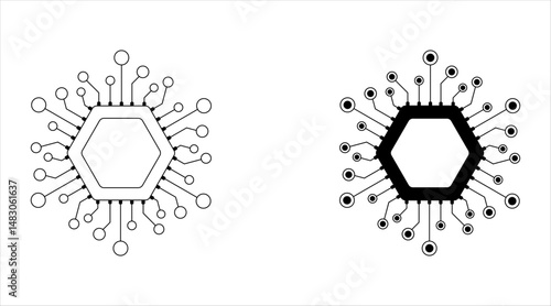 Artificial intelligence AI processor chip icon.AI Processor circuit vector set. Mini AI CPU icon collection