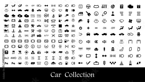 car icons, Car service & garage isolated icons set on white background, Set of icons related to car, auto, automobile. Linear icon collection. Editable stroke. Vector