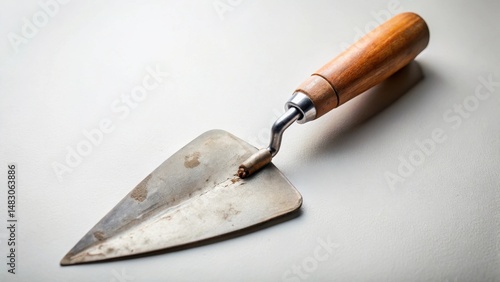 Wallpaper Mural A well-worn triangular trowel with a wooden handle rests on a smooth surface Torontodigital.ca