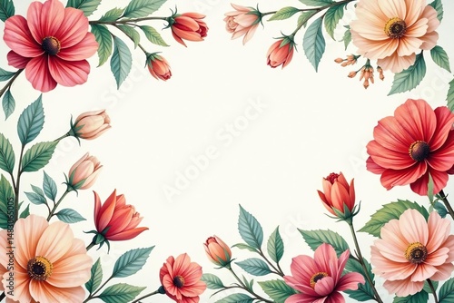 Subtle floral print, continuous botanical illustration, repeat, illustration