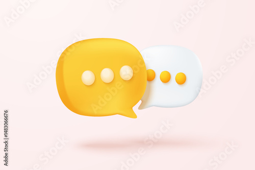 3D speech bubbles symbol on social media icon isolated on pastel background. Comments thread mention or user reply sign with social media. 3d speech bubbles icon vector with shadow render illustration