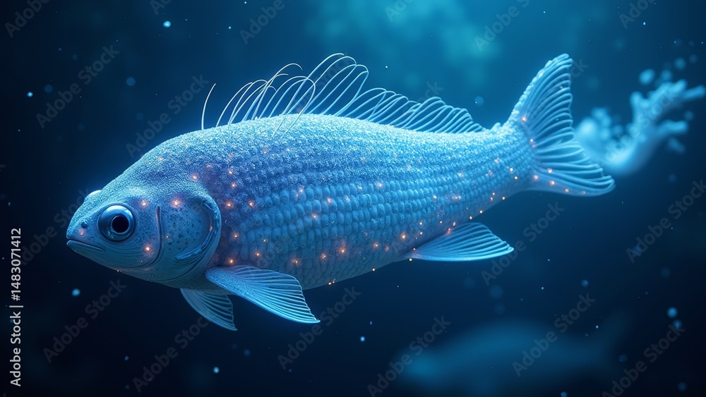 Luminous fish in water Luminous fish in water