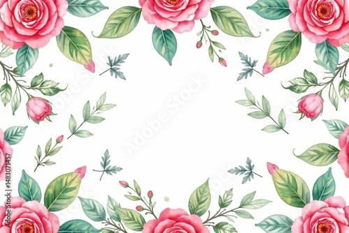 Delicate watercolor roses & leaves, repeating seamlessly , romantic, home, nature