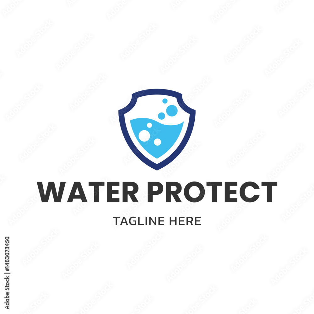 Water Shield logo template, Safe water logo design. Water Shield logo template, Safe water logo design.
