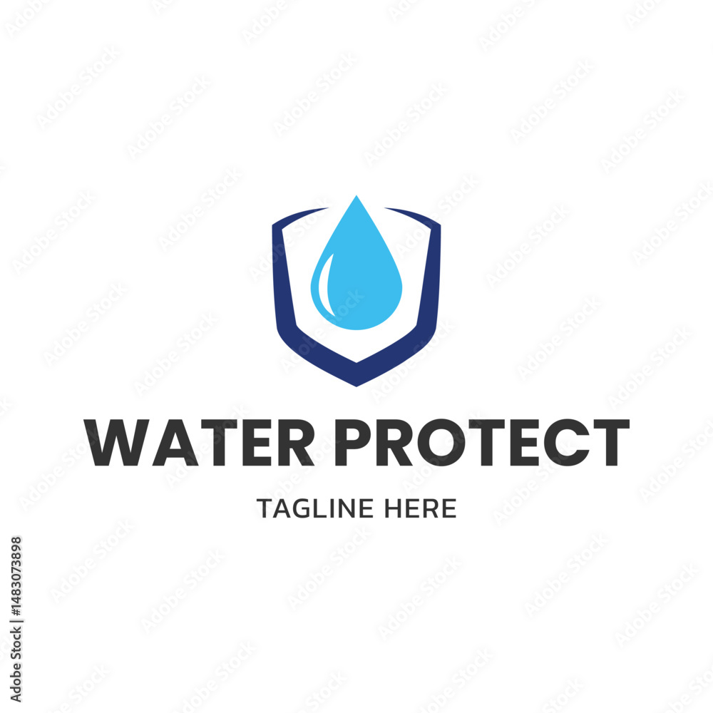 Water Shield logo template, Safe water logo design. Water Shield logo template, Safe water logo design.