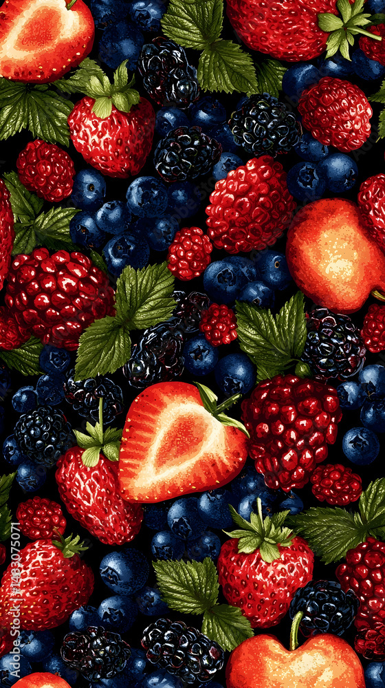 Fresh Berries Mix Closeup Pattern Design, Food Photography, Culinary Background, Healthy Eating Fresh Berries Mix Closeup Pattern Design, Food Photography, Culinary Background, Healthy Eating