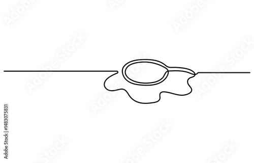 Vector illustration of Fried egg with runny yolk on white background black and white drawing For children to learn to color according to the picture.