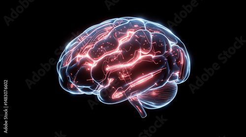 glowing digital brain visuals representing ai neural data networks
