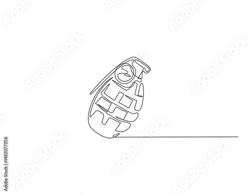Hand grenade outline drawing illustration. Continuous line draw of international anti terrorism day vector