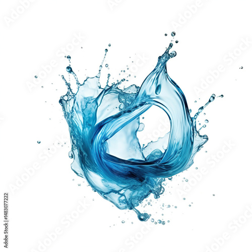 Blue Water Splash in Circular Motion