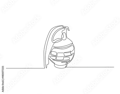 Hand grenade outline drawing illustration. Continuous line draw of international anti terrorism day vector