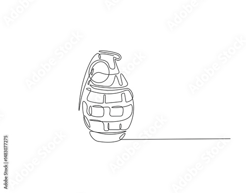 Hand grenade outline drawing illustration. Continuous line draw of international anti terrorism day vector