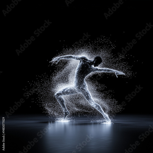 dynamic dancers in motion with glowing trails and light effects
