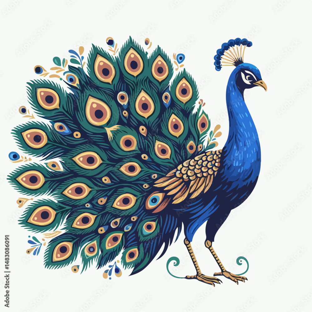 Fototapeta premium peacock on white background