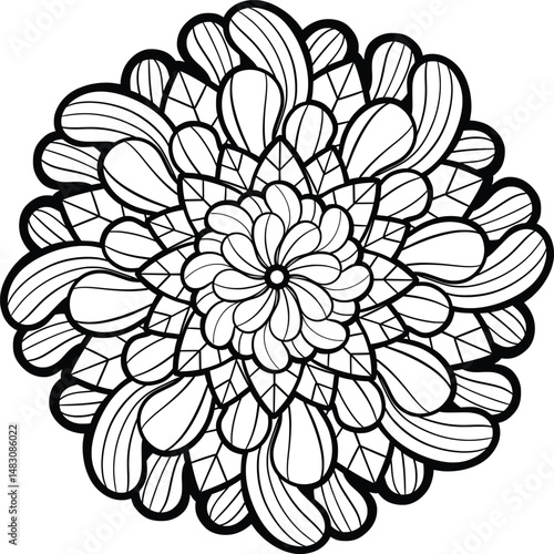Wallpaper Mural Beautiful floral pattern mandala art isolated on a white background Torontodigital.ca