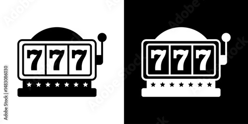 Casino slot. Machine jackpot Slot machine.Jackpot poker 777 slot machine icons. Gambling fortune vector concept. Illustration of game machine, gaming casino, one arm bandit. Lucky icons set.
