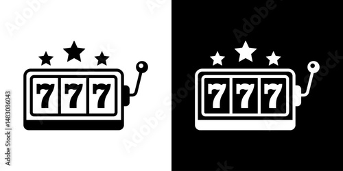 Casino slot. Machine jackpot Slot machine.Jackpot poker 777 slot machine icons. Gambling fortune vector concept. Illustration of game machine, gaming casino, one arm bandit. Lucky icons set.