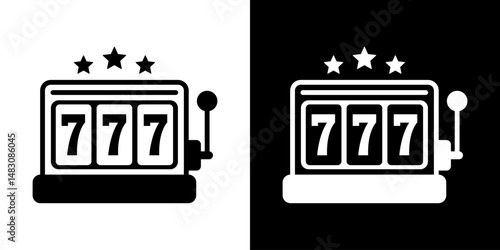 Casino slot. Machine jackpot Slot machine.Jackpot poker 777 slot machine icons. Gambling fortune vector concept. Illustration of game machine, gaming casino, one arm bandit. Lucky icons set.