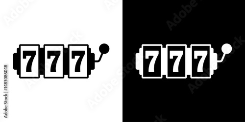 Casino slot. Machine jackpot Slot machine.Jackpot poker 777 slot machine icons. Gambling fortune vector concept. Illustration of game machine, gaming casino, one arm bandit. Lucky icons set.