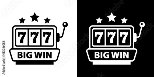 Casino slot. Machine jackpot Slot machine.Jackpot poker 777 slot machine icons. Gambling fortune vector concept. Illustration of game machine, gaming casino, one arm bandit. Lucky icons set.