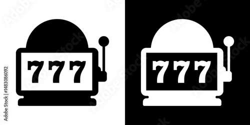 Casino slot. Machine jackpot Slot machine.Jackpot poker 777 slot machine icons. Gambling fortune vector concept. Illustration of game machine, gaming casino, one arm bandit. Lucky icons set.