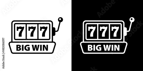 Casino slot. Machine jackpot Slot machine.Jackpot poker 777 slot machine icons. Gambling fortune vector concept. Illustration of game machine, gaming casino, one arm bandit. Lucky icons set.