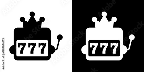 Casino slot. Machine jackpot Slot machine.Jackpot poker 777 slot machine icons. Gambling fortune vector concept. Illustration of game machine, gaming casino, one arm bandit. Lucky icons set.
