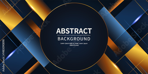Luxurious dark blue abstract background with gold gradient lines for invitations, certificates, award nominations, covers