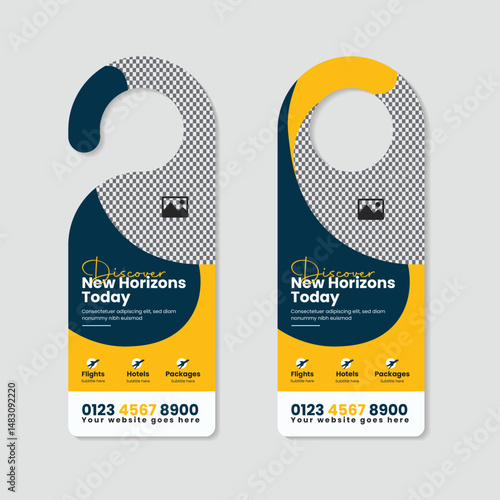 Travel and tourism agency door hanger design template