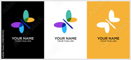 colored pencil buterfly logo ...