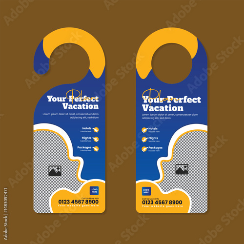Travel and tourism agency door hanger design template