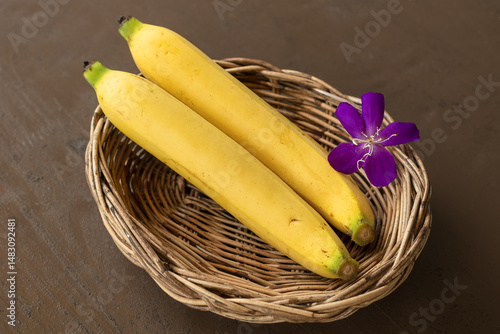 Close up of yellow banana. Fruit background.