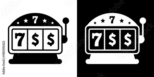 Slot machine. Jackpot poker 777 slot machine icons. Gambling fortune vector concept. Illustration of game machine, gaming casino, one arm bandit vector - jackpot slot. Lucky icons set.