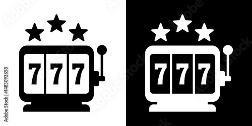 Slot machine. Jackpot poker 777 slot machine icons. Gambling fortune vector concept. Illustration of game machine, gaming casino, one arm bandit vector - jackpot slot. Lucky icons set.