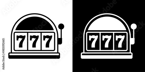 Slot machine. Jackpot poker 777 slot machine icons. Gambling fortune vector concept. Illustration of game machine, gaming casino, one arm bandit vector - jackpot slot. Lucky icons set.