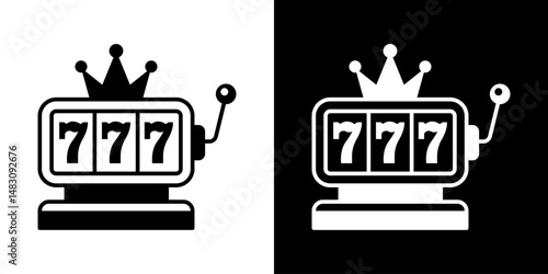 Slot machine. Jackpot poker 777 slot machine icons. Gambling fortune vector concept. Illustration of game machine, gaming casino, one arm bandit vector - jackpot slot. Lucky icons set.