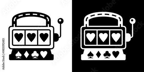Slot machine. Jackpot poker 777 slot machine icons. Gambling fortune vector concept. Illustration of game machine, gaming casino, one arm bandit vector - jackpot slot. Lucky icons set.