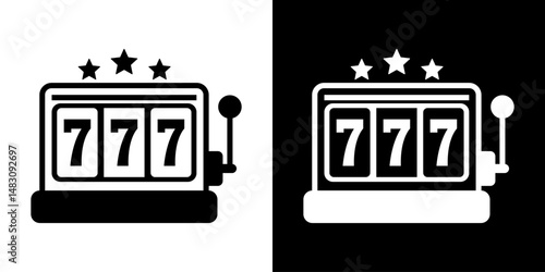 Slot machine. Jackpot poker 777 slot machine icons. Gambling fortune vector concept. Illustration of game machine, gaming casino, one arm bandit vector - jackpot slot. Lucky icons set.