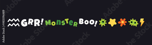 A whimsical cartoon design showcasing spooky expressions and decorative elements perfect for a playful, childlike Halloween or themed background.