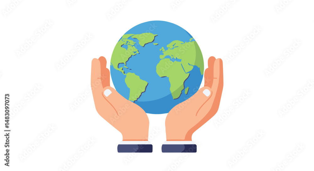 Hands holding a globe symbolizing care for the Earth Hands holding a globe symbolizing care for the Earth