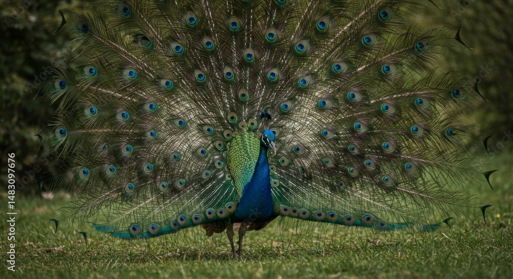 Obraz premium Peacock displaying vibrant plumage (1)
