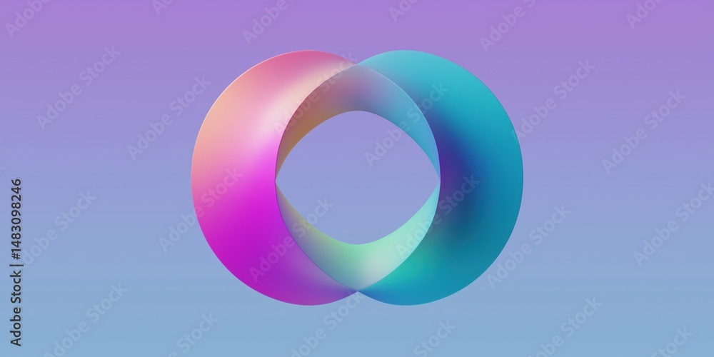 Obraz premium A colorful, abstract design of two overlapping circles. The circles are in different colors, with one being blue and the other being purple. The design is very vibrant and eye-catching
