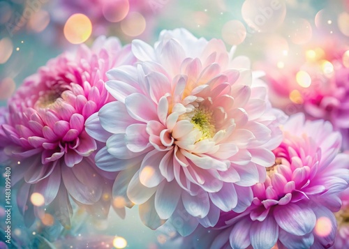 Abstract Double Exposure: Pink & White Flower Petals Bouquet Close-Up