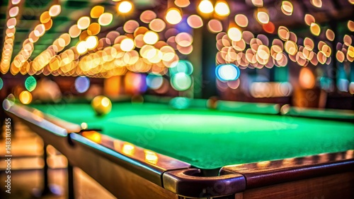 Abstract Blurred Pool Table Double Exposure Stock Photo - Artistic Green Felt