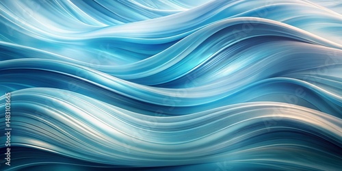 Abstract Blue White Wavy Texture, Digital Art, Smooth Flowing Background