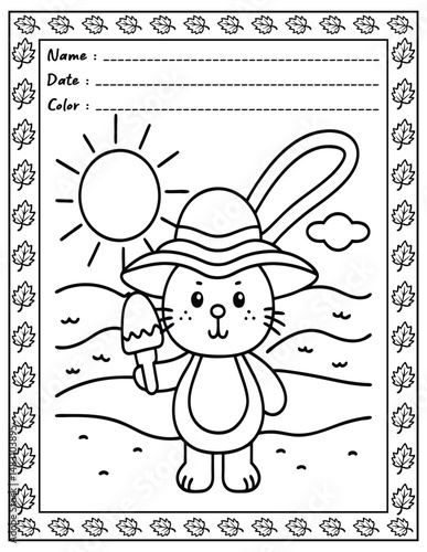 Big And Bold Summer Vibes Coloring Pages For Kid and adult.  
High resolution (300 DPI), 
Ready to print on standard 8.5x11 inch paper With No Bleed, 
Black and White. 
Vector illustration - AI, EPS, 